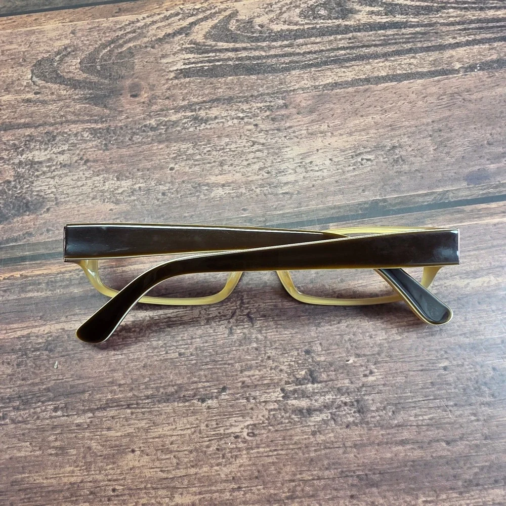 Chelsea Morgan CM837 BR Brown Yellow Rectangular Eyeglass Frames 51-16-135